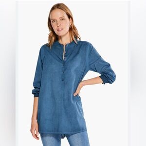 NIC + ZOE GARDEN SHIRT Blue Striped Tunic Button Shirt Size 2X NWT